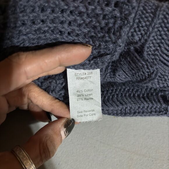 Cabi Drape Open Front Knit Short Sleeve Asymmetric Hem Boho Cardigan Gray Medium - Picture 9 of 12